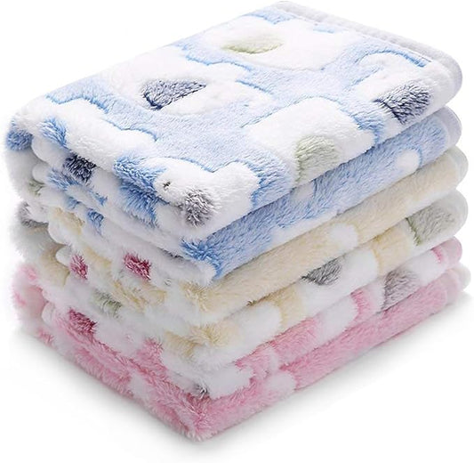 1 Pack 3 Blankets Super Soft Fluffy Premium Cute Elephant Pattern Pet Blanket Flannel Throw for Dog Puppy Cat Blue/Pink/Yellow Large(41x31 inch)