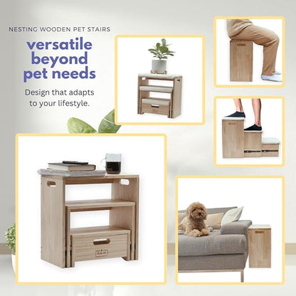 Nesting Wooden Pet Stairs/Pet Steps 3 Steps 170 pounds
