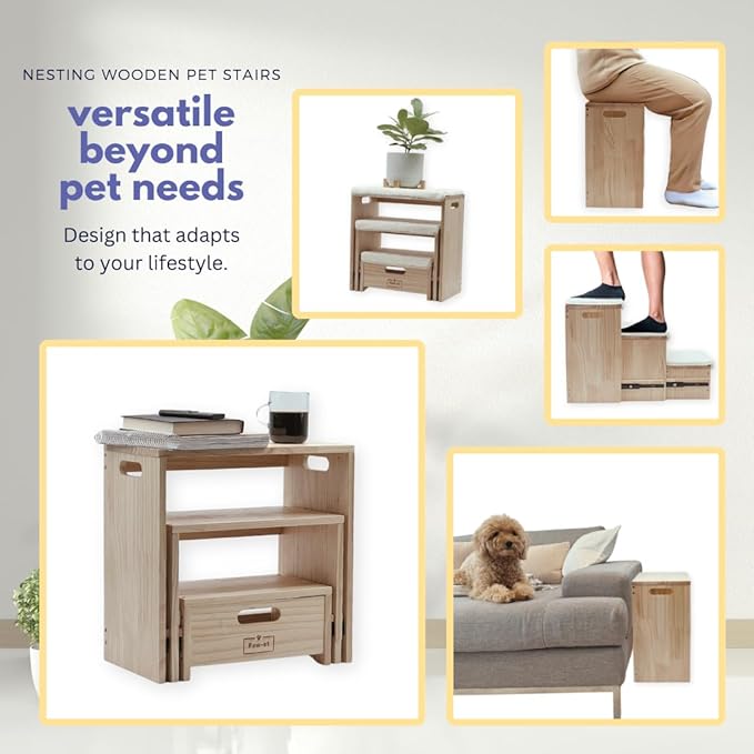 Nesting Wooden Pet Stairs/Pet Steps 3 Steps