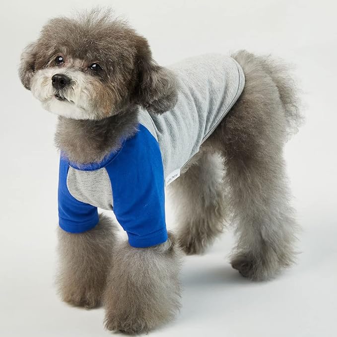 Dog Shirt for Small and Large Dogs Raglan Cotton T-Shirts Soft Breathable Dog Shirts pet Clothes Gray Series (Medium