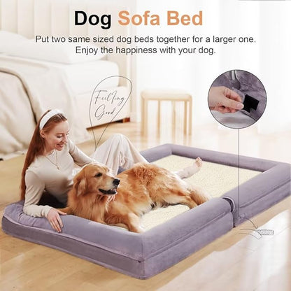 Large Dog Bed Orthopedic Washable: Jumbo Dog Bed Bolster Extra Large Dogs Egg Crate Foam Sofa Couch Waterproof Removable Cover