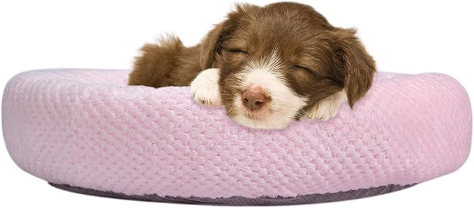 WONDER MIRACLE Fuzzy Deluxe Pet Beds, Super Plush Dog or Cat Beds Ideal for Dog Crates, Machine Wash & Dryer Friendly (24" x 24", Pink)