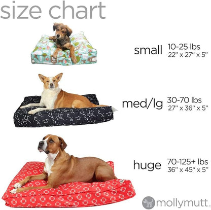 Molly Mutt Small Dog Bed Cover - Papillon Print - Measures 22”X27”X5’’ - 100% Cotton - Durable - Breathable - Sustainable - Machine Washable Dog Bed Cover