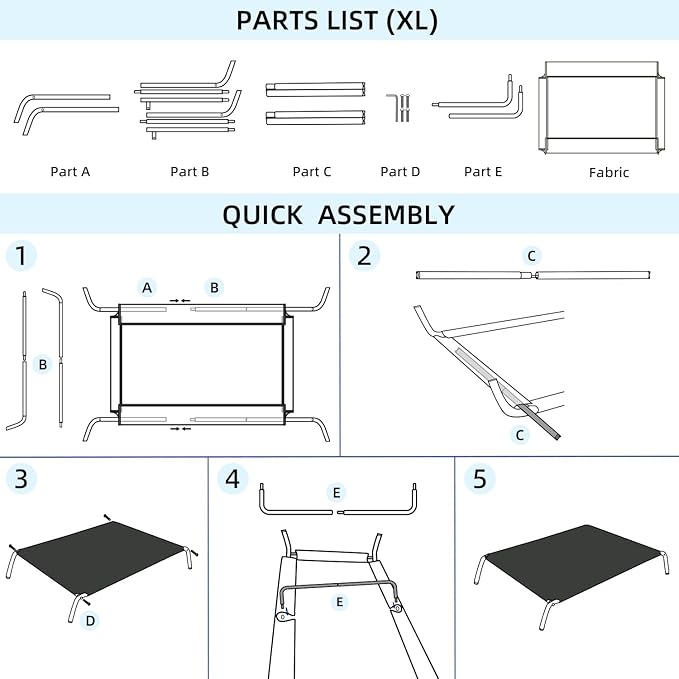 pettycare XL Elevated Raised Outdoor Dog Bed 55''