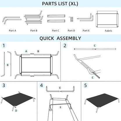 pettycare XL Elevated Raised Outdoor Dog Bed 55''