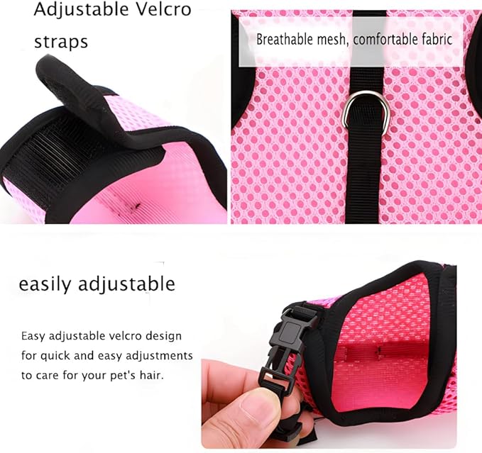 Rabbit Harness and Leash Set, Bunny Leash Vest Mesh Eescape Proof Walking Training for Small Animal Pets Rat Hamster Squirrel Ferret Guinea Pig Bunny,Hot Pink L