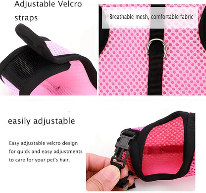 Ferret Harness and Leash Set,Mini Rabbit Vest Mesh Eescape Proof Walking Training for Guinea Pig Rat Hamster Squirrel Bunny Small Animal Pets Harness,Pink M