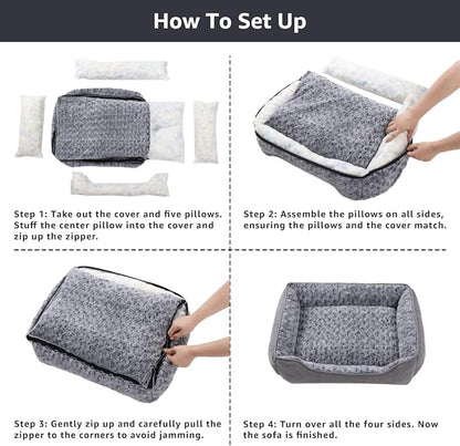 Dog Beds for Small Dogs 24"x18",Gery