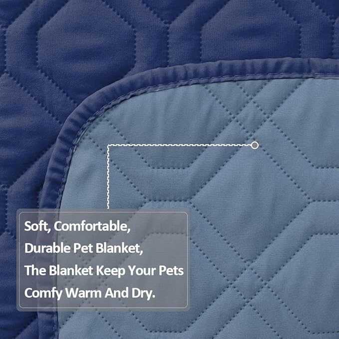 Waterproof Dog Bed Covers for Couch Protection Dog Pet Blanket Furniture Protector (82"X102", Navy+Blue)