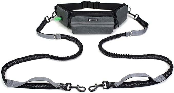 Hands Free Dog Leash with Dog Walking Fanny Pack for Large Medium Small Dogs