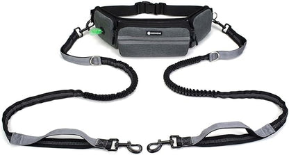 Hands Free Dog Leash with Dog Walking Fanny Pack for Large Medium Small Dogs
