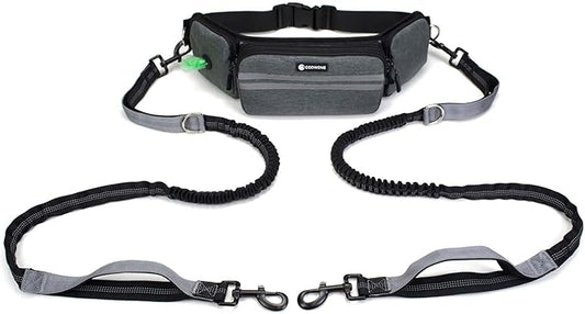 Hands Free Dog Leash with Dog Walking Fanny Pack for Large Medium Small Dogs