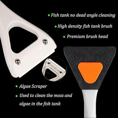 Fish Tank Cleaning Tools with Removable Long Handle, Algae Scraper, Scrubber Pads,This Aquarium Cleaners are Sturdy and Durable. (Medium)