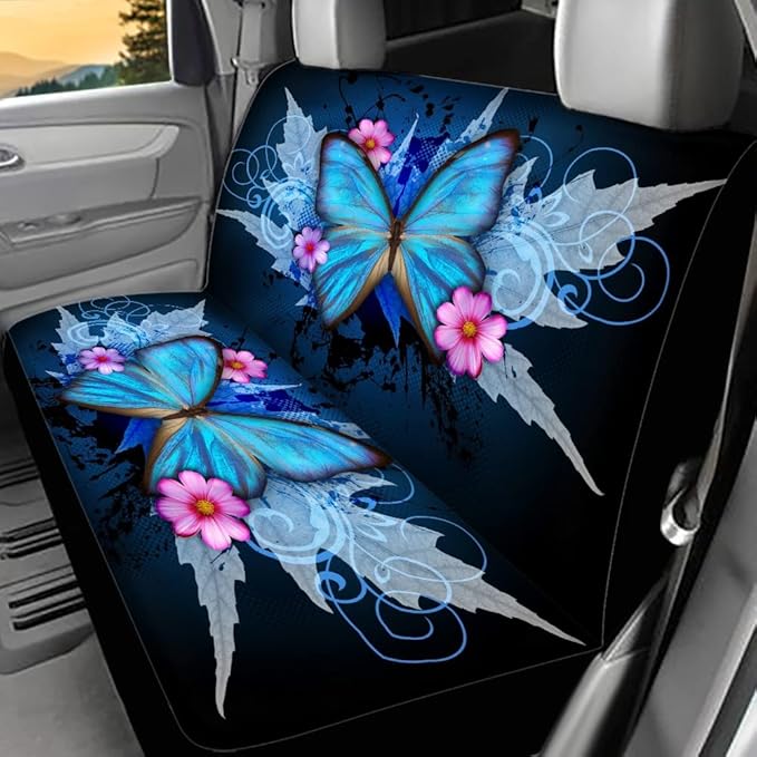Tupalatus Auto Backing Bench Seats Covers Blue Butterfly