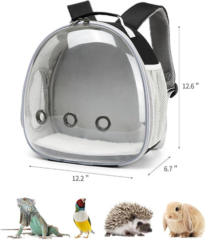 Small Animal Carrier Backpack Space Capsule Bubble Window Carrier Backpack for Lizard Guinea Pig (Black)