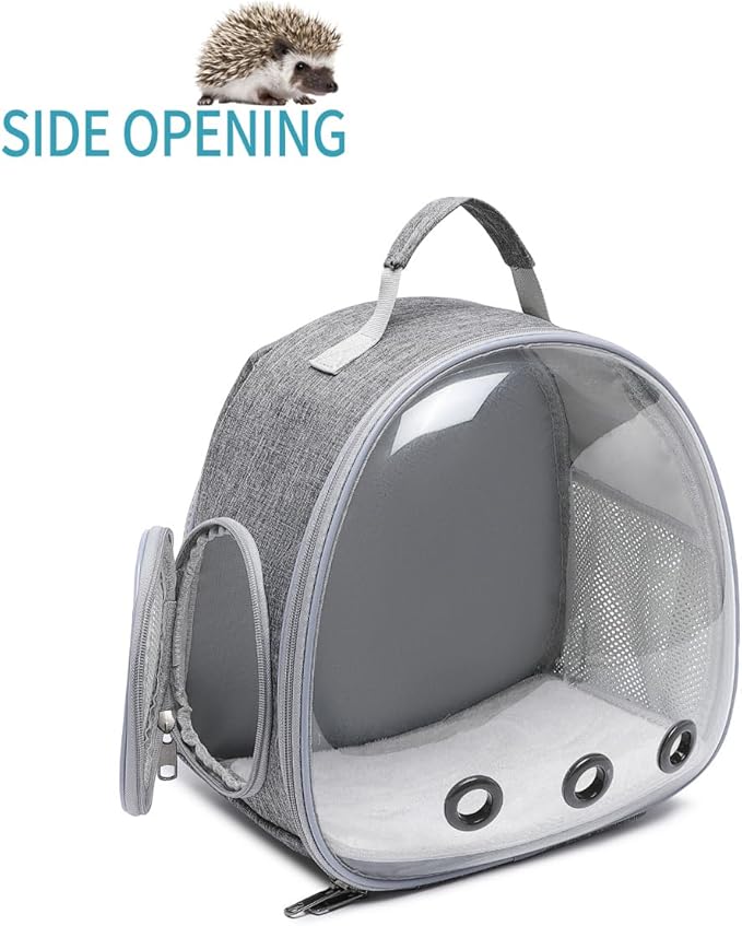 Small Animal Carrier Backpack Space Capsule Bubble Window Carrier Backpack for Lizard Guinea Pig (Linen ash)