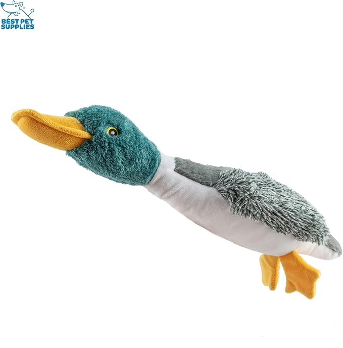 Best Pet Supplies Interactive Mallard Mates Dog Toy with Crinkle and Squeaky Enrichment for Small and Medium Breed, Cute and Plush - Mallard Duck Wing Bundle (Gray, Gray, Brown), Medium