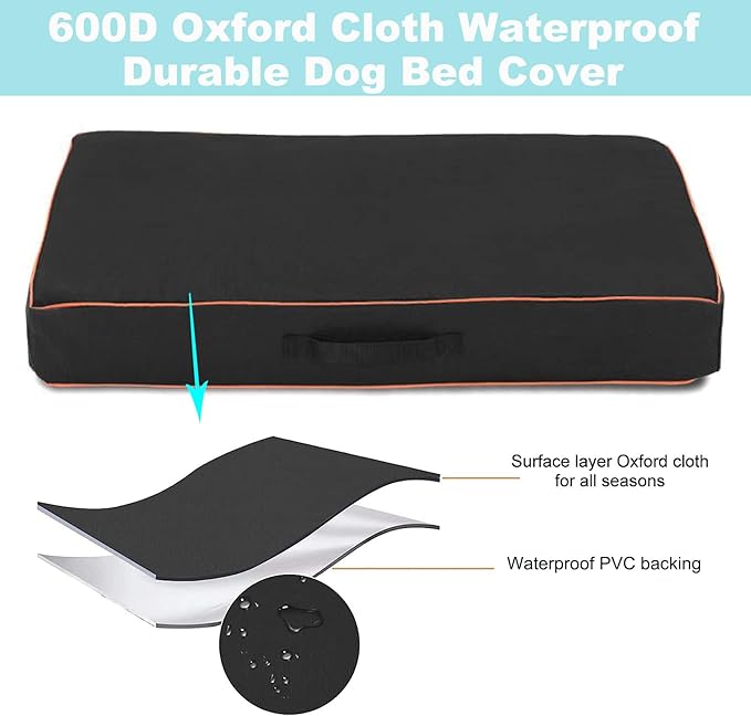 Waterproof Dog Bed Cover Washable, Heavy Duty Durable Oxford Universal Pet Dog Bed Replacement Protector Cover