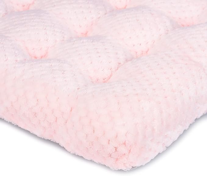 WONDER MIRACLE Fuzzy Deluxe Pet Beds, Super Plush Dog or Cat Beds Ideal for Dog Crates, Machine Wash & Dryer Friendly (22" x 30", M-Baby Pink)