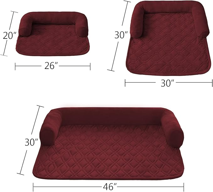 Ameritex Pet Dog Bed Coral Fleece Furniture Cover with Anti-slip Back Suitable for Bed and Sofa Super Soft (Large-46 x30, Burgundy)