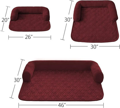 Ameritex Pet Dog Bed Coral Fleece Furniture Cover with Anti-slip Back Suitable for Bed and Sofa Super Soft (Medium-30 x30, Burgundy)