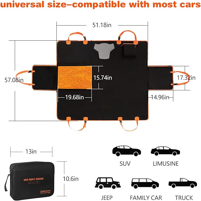 Dog Car Seat Cover with Snuffle Mat