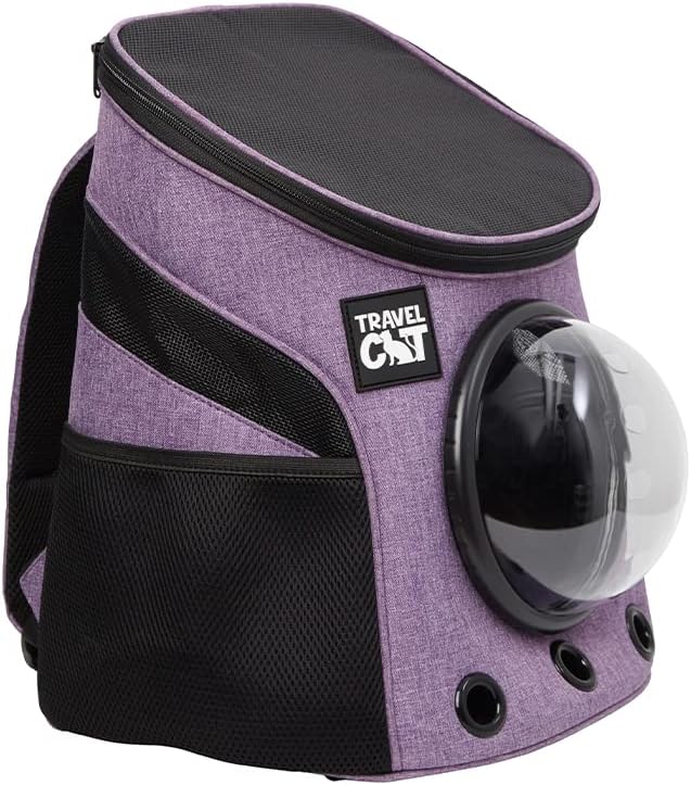 Fat Cat Backpack Carrier - Airline Approved Cat Carrier with Space Capsule Bubble for for Small Cats, Kitten - Premium Purple Cat Carrier Backpack for Outdoor, Travel, Hiking, Pet Supplies