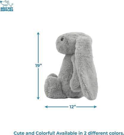 Best Pet Supplies Interactive Bunny Buddy Dog Toy with Crinkle and Squeaky Enrichment for Small and Medium Breed Puppies or Dogs, Cute and Plush - Bunny Bundle (Beige, Gray)