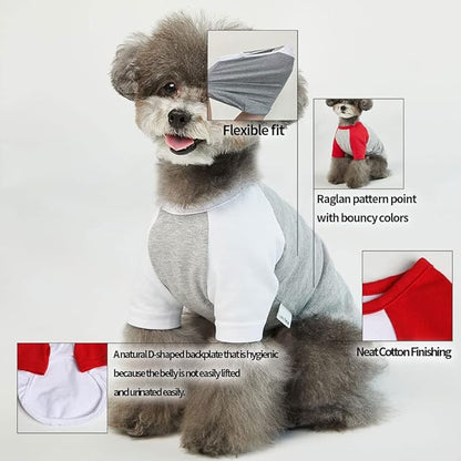 Dog Shirt for Small and Large Dogs Raglan Cotton T-Shirts Soft Breathable Dog Shirts pet Clothes Gray Series (Small