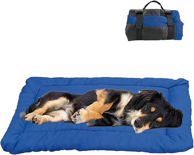 Outdoor Travel Dog Bed Waterproof Anti-Slip 1600D Nylon Cage,Blue,36"x25"