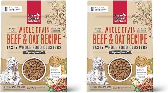 The Honest Kitchen Whole Food Clusters Whole Grain Beef & Oat Dry Dog Food, 1 lb Bag (Pack of 2)