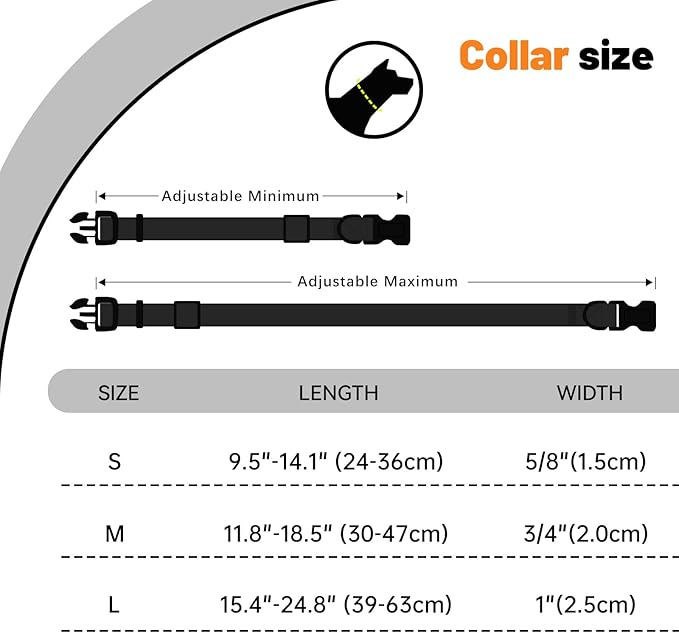 Waterproof Dog Collar 15.4-24.8 inch)