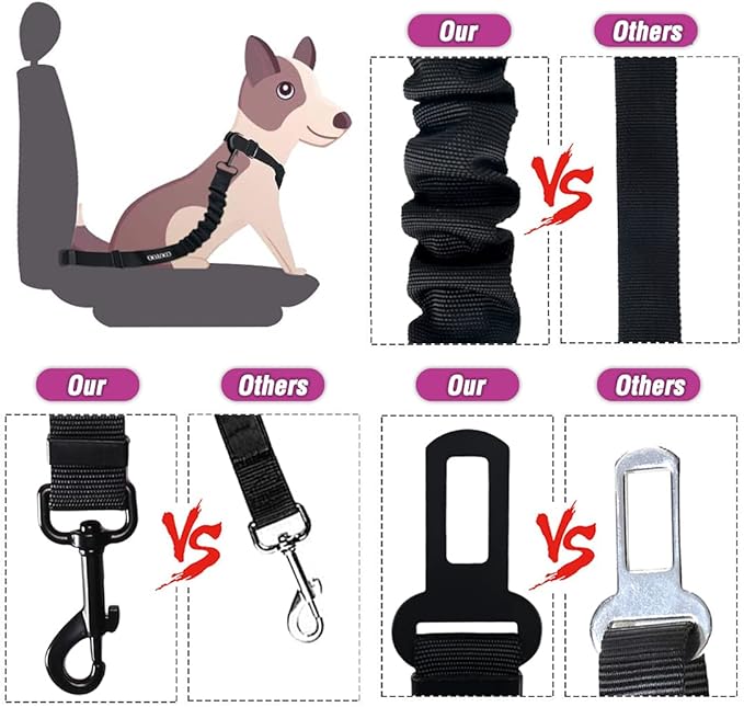 COOYOO Dog Seat Belt 3 Piece