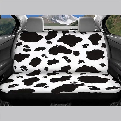Doojoayie Black and White Cow Print Back Seat Cover Pet Dog Car Seat Cover Travel Waterproof Back Seat Protector Mat Universal Fit Fabric Bench Automotive Seat Covers fits Most Cars