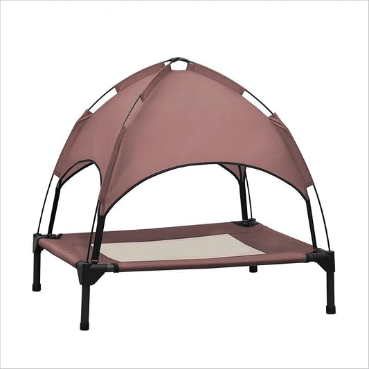 Small Elevated Dog Bed with Canopy 30IN Outdoor