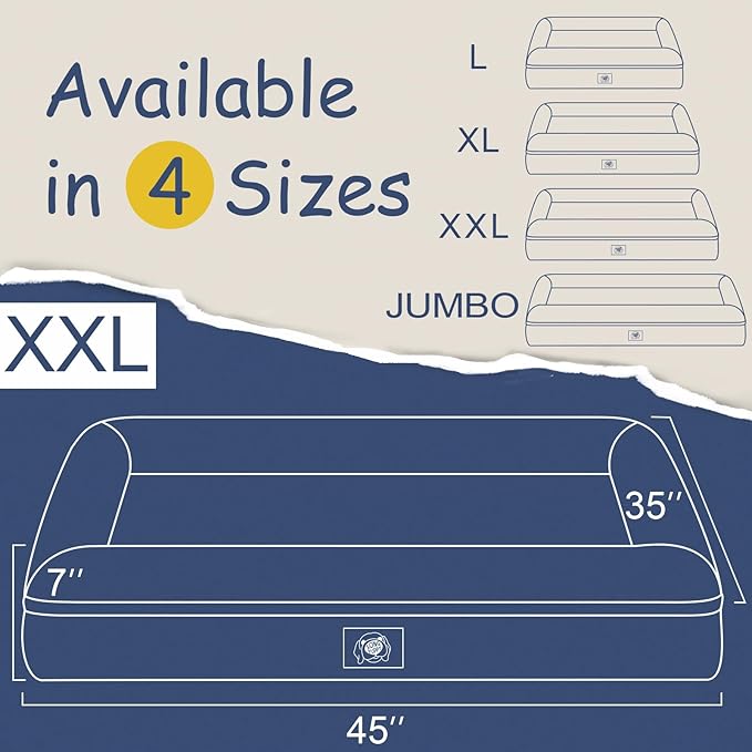 Orthopedic Washable Large Dog Bed: XX Large Dog Bed Bolster Waterproof