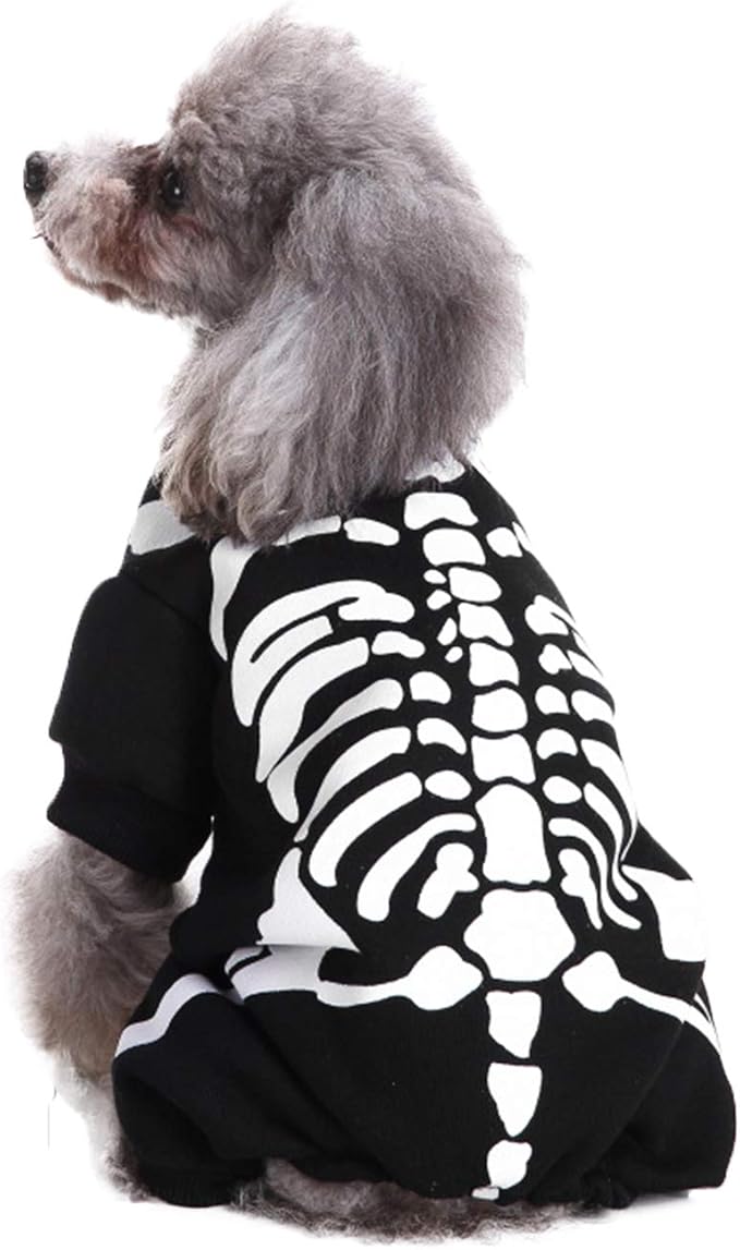 Dog Cat Skeleton Costume Coat Pet Puppy Halloween Costumes Clothes for Small Medium Dogs Cats Halloween Party Cosplay Sweater Jumpsuit Puppies Funny Outfits Kitten Dress up Shirt Pets Apparel