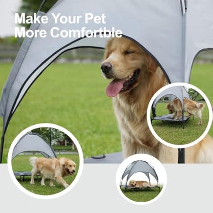 Large Elevated Dog Bed with Canopy 48IN Outdoor