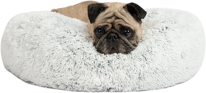 Best Pet Supplies Round Donut Dog Bed with Plush Faux Fur Fabric 30x30x8''