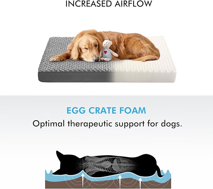 XL Orthopedic Crate Bed for Dogs（44 * 32 * 3in）-Waterproof Dog Crate Pads - Egg Dog Crate Bed-Orthopedic Dog Bed-Dog Bed with Washable Cover Removable, Pet Bed Mat Thick