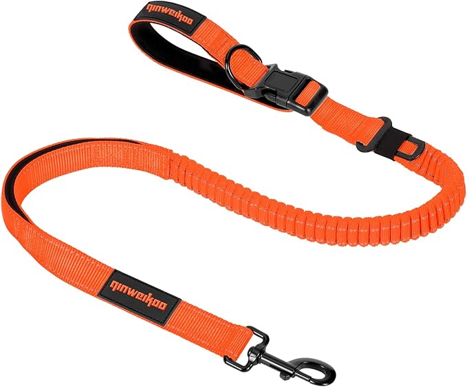 Heavy Duty Double-Handle Dog Leash with Reflective Design,4~6FT No-Pull Dog Leash for Medium to Large Dogs,Traffic Handle and Retractable Car Safety Harness with Elastic Bungee Leash.