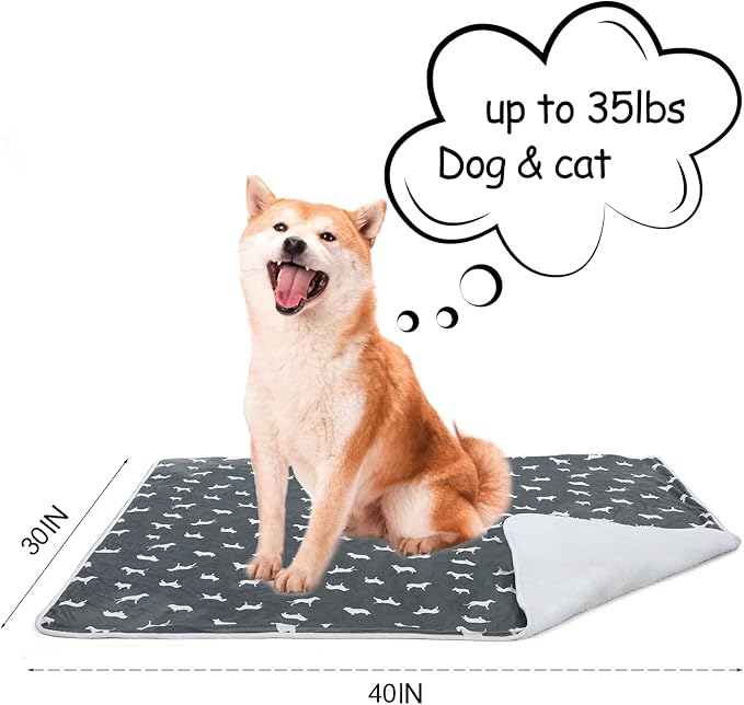 LUCKITTY Waterproof Dog& Cat Blankets 35 Lbs Throws,30Wx40L,Grey