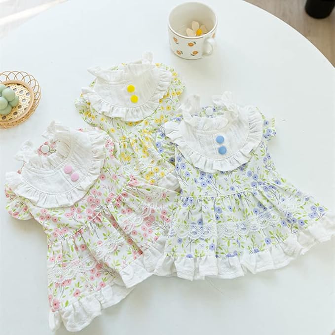 Floral Dog Princess Dress Cute Dog Skirt