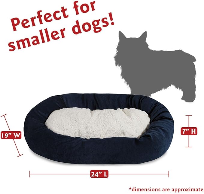 24 inch Navy Villa Collection Sherpa Bagel Dog Bed