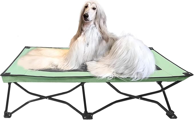 YEP HHO 47 Inches Long Elevated Folding Pet Bed Cot Travel Portable Breathable Cooling Textilene Mesh Sleeping Dog Bed (47 Inch (Pack of 1), Neon-Green)