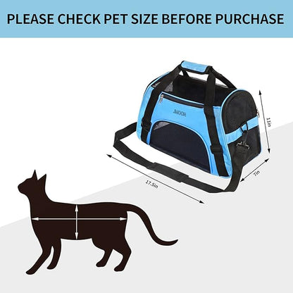 JMOON Soft-Sided Pet Carrier Bag - Airline Approved for Cats and Dogs - Foldable Comfort Travel Carrier