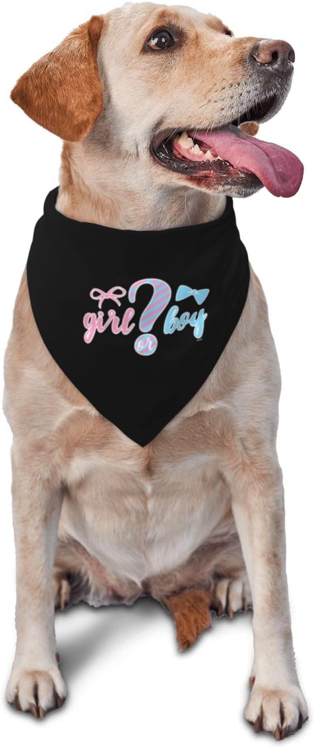 He Or She What Will It Be? Gender Reveal/Baby Announcement Dog Bandana,Pet Neckerchief for Pets Daily Wear Photo Prop Party Supplies (Black)