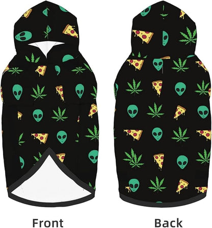 Pizza Weed Leaf Dog Hoodies，Dog Clothes with Pocket