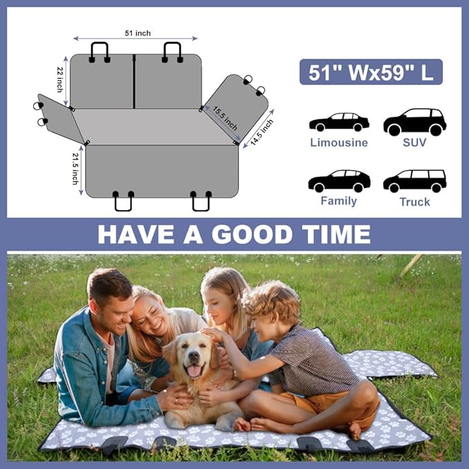 Dog Car Seat Cover for Back Seat