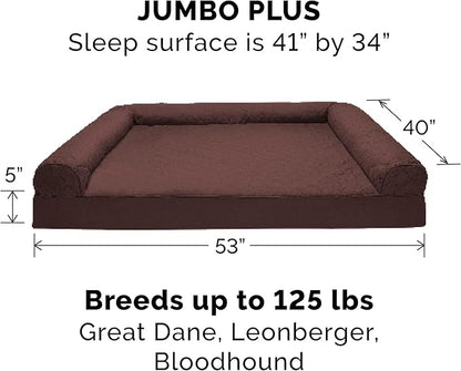 Furhaven Memory Foam Dog Bed for Large Dogs w/ Removable Bolsters & Washable Cover 125 lbs